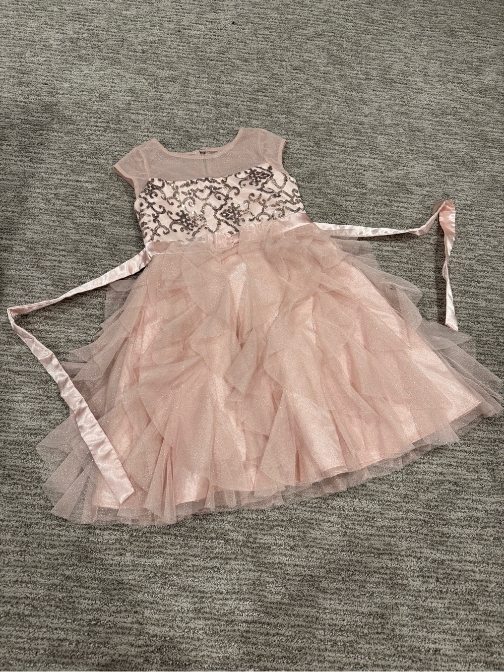 Jona Michelle Blush Pink Tulle Embroidered Party Dress